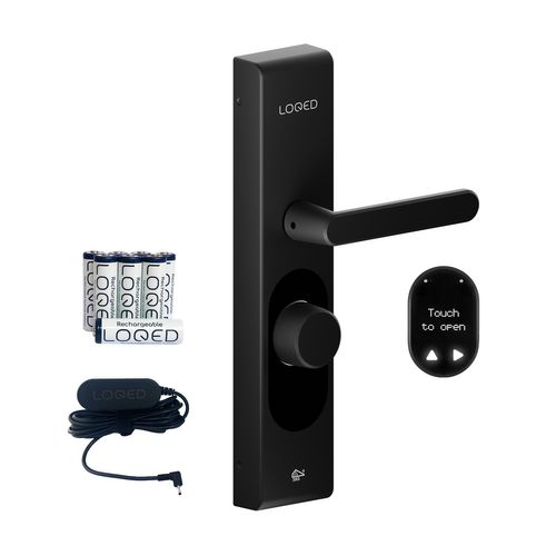 Loqed Slim Deurslot Touch Smart Lock Met Power Kit Zwart