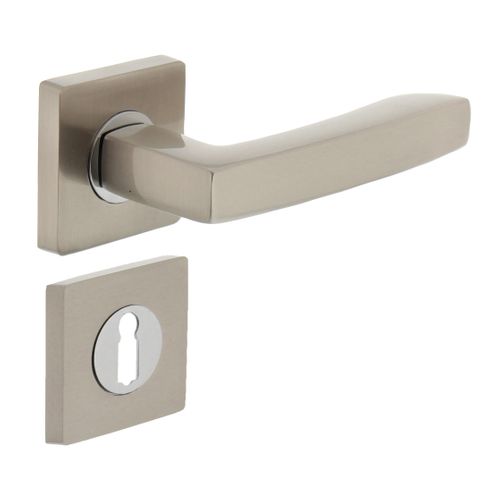 Intersteel deurkruk Dean op vierkant rozet 7mm nokken met sleutelrozetten chroom/nikkel mat